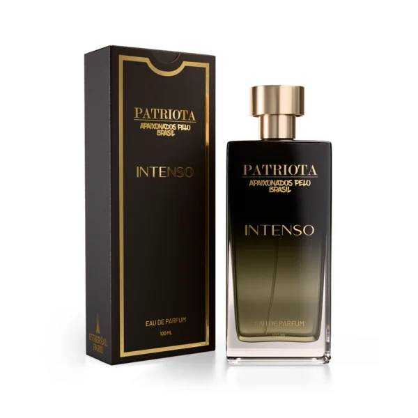 Perfume Patriota Intenso 100ml – Eau de Parfum masculino Ethereal Paris Parfums, frasco preto e dourado com caixa